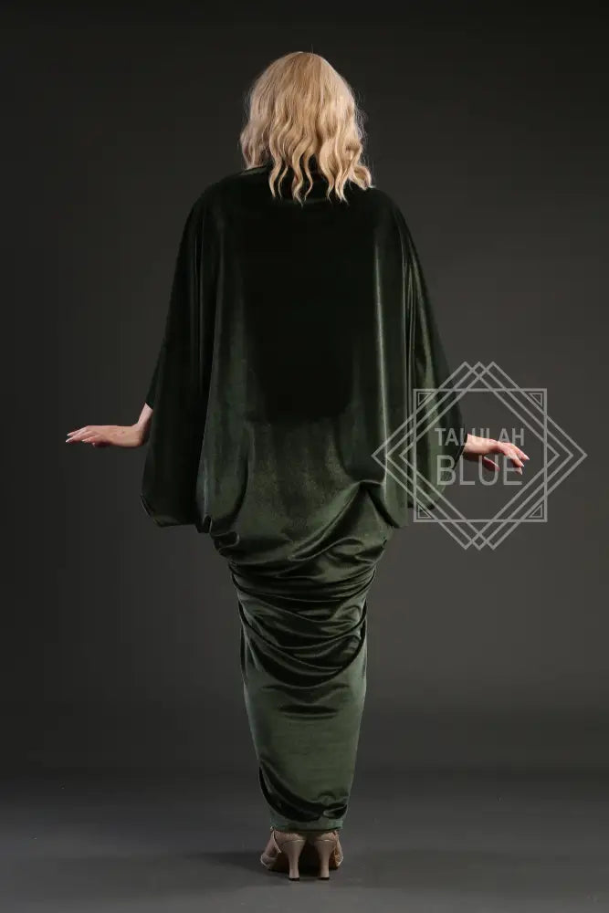 Stretch velvet great gatsby 1920's art deco flapper robe dress vintage fashion, reproduction gown with gold tassels and crystal clasp, made to order, green velvet dress, green flapper dress, green burlesque costume