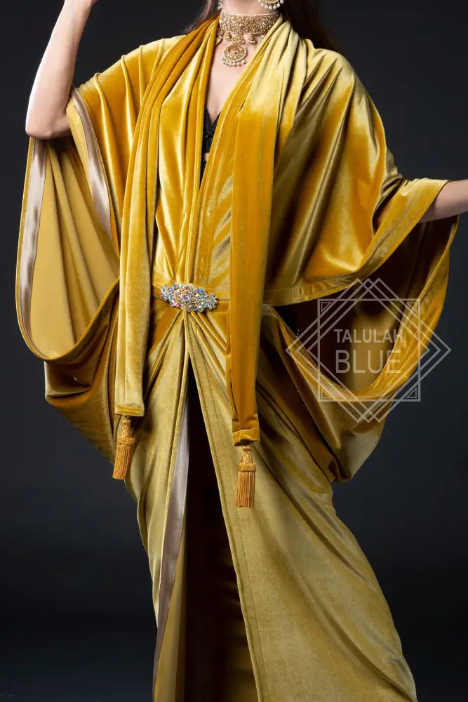 mustard yellow gold velvet 1920's flapper dress great Gatsby roaring twenties vintage style Talulah Blue