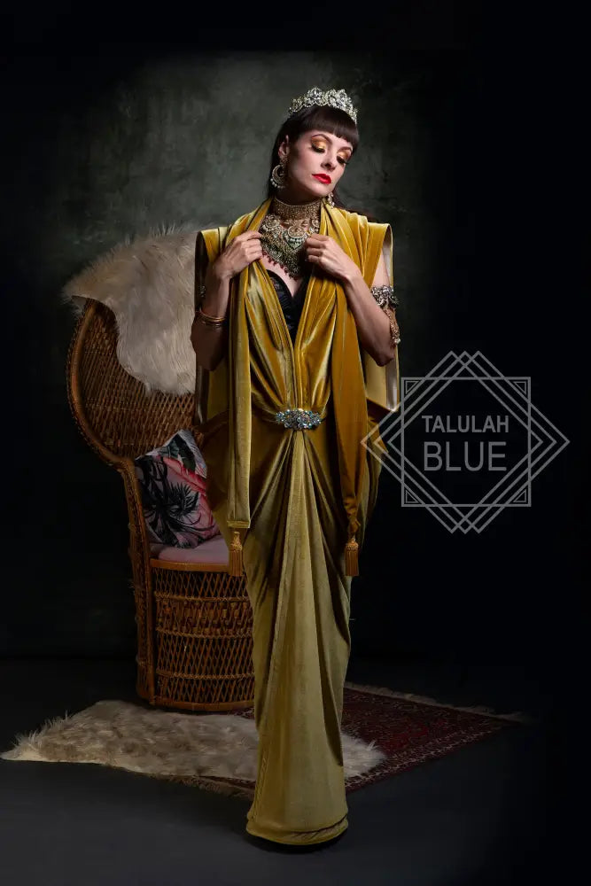 mustard yellow gold velvet 1920's flapper dress great Gatsby roaring twenties vintage style Talulah Blue