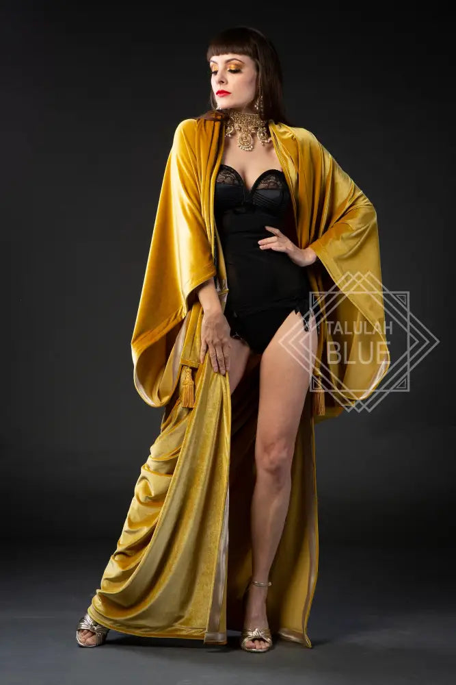mustard yellow gold velvet 1920's flapper dress great Gatsby roaring twenties vintage style Talulah Blue