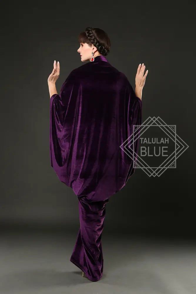 purple velvet 1920s art deco robe vampire costume