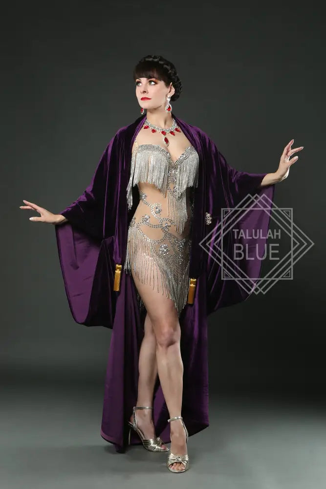 purple velvet 1920s art deco robe vampire costume