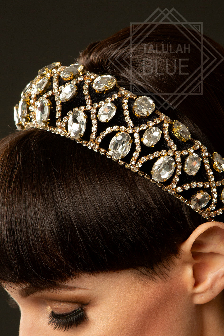 Gold & Black Gem Encrusted Headband