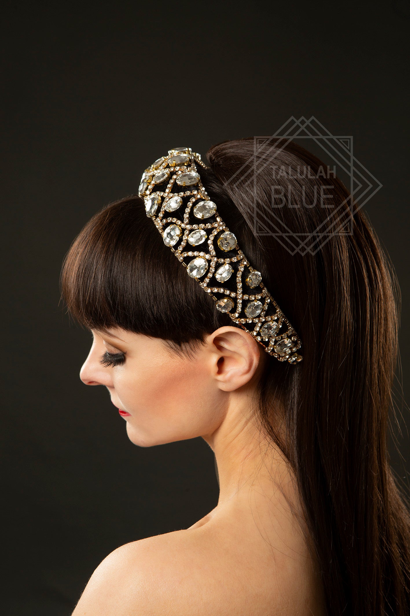 Gold & Black Gem Encrusted Headband