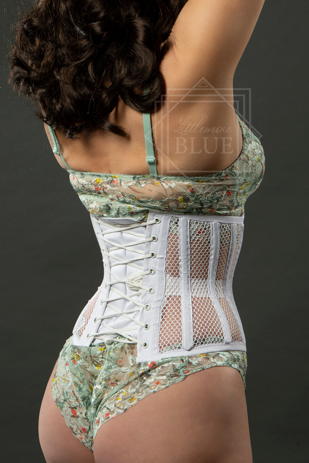 white cotton mesh corset lingerie