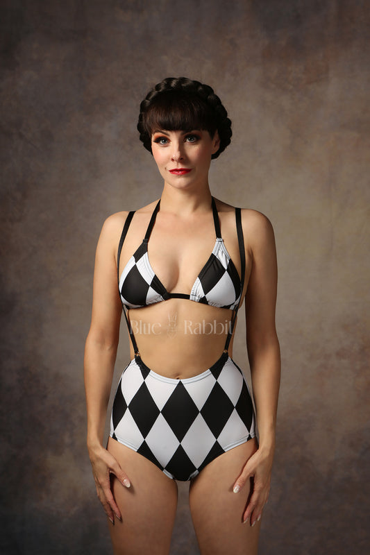 harlequin circus clow halloween costume lycra leotard playsuit