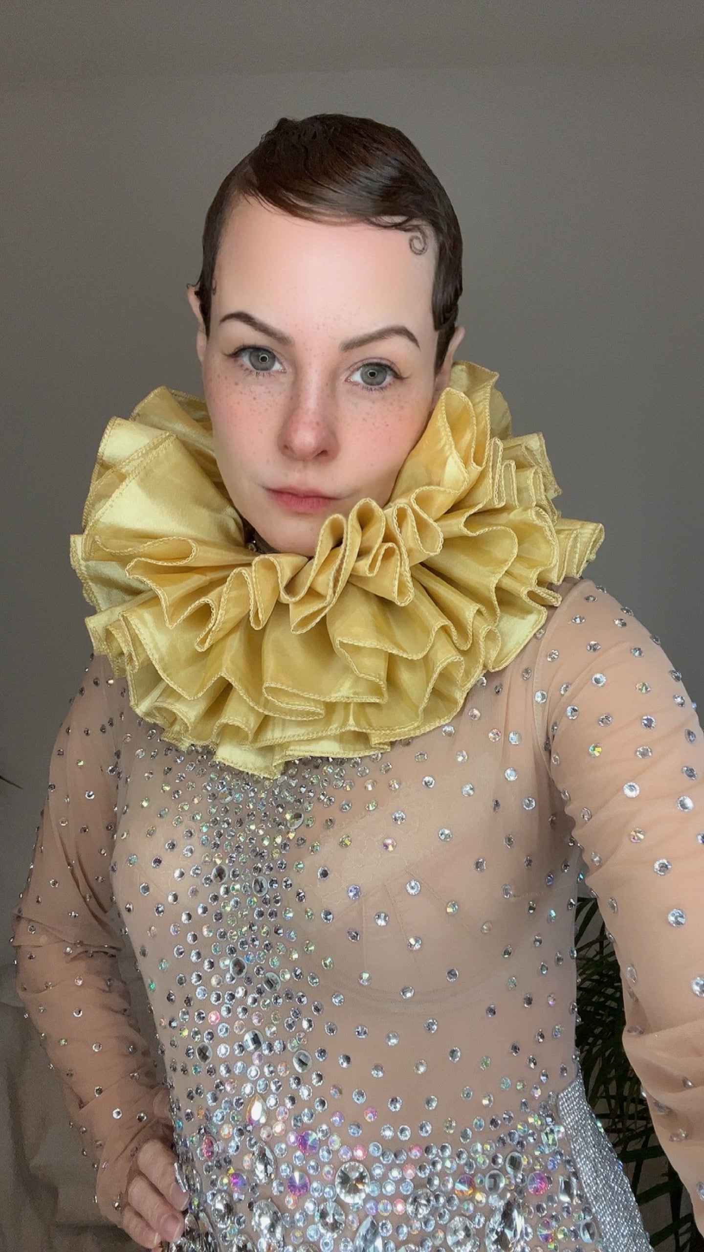 Gold Extra Volume Taffeta Neck Ruffle
