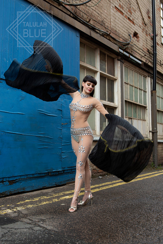black silk fan veil fan belly dance