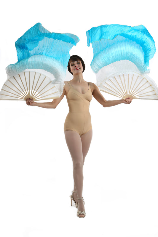 blue dip dye silk veil fans bellydance costume burlesque costume