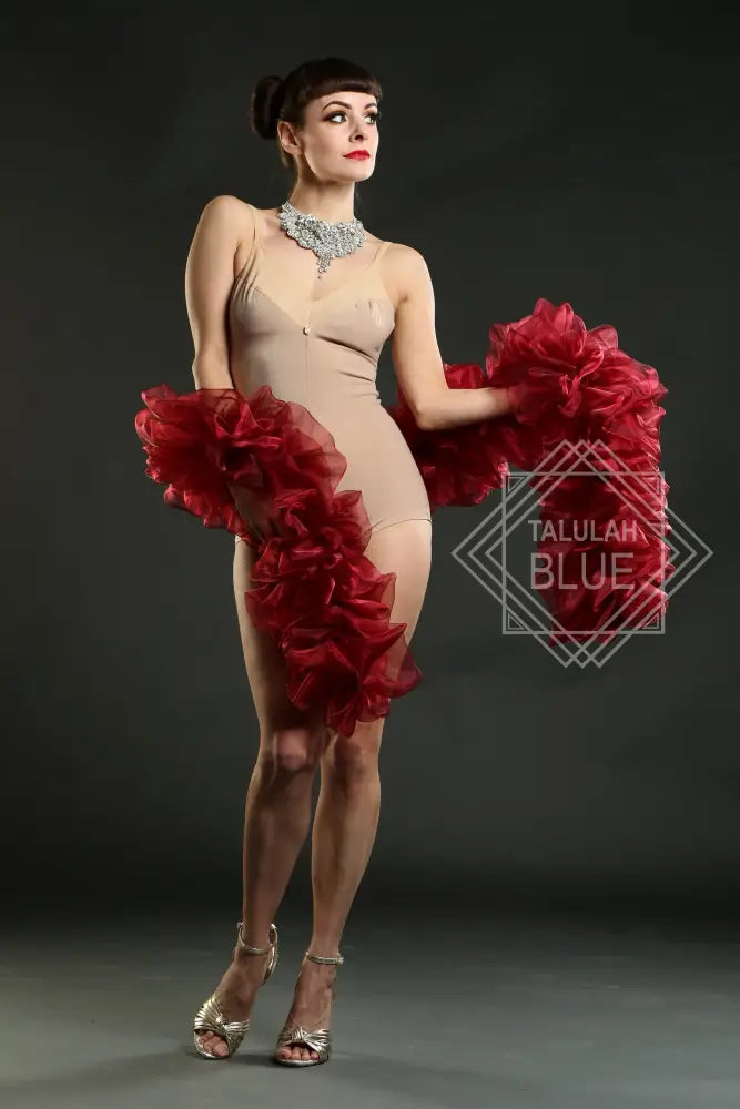 burlesque organza boa in burgundy Talulah Blue Creations ~ Burlesque Costumes