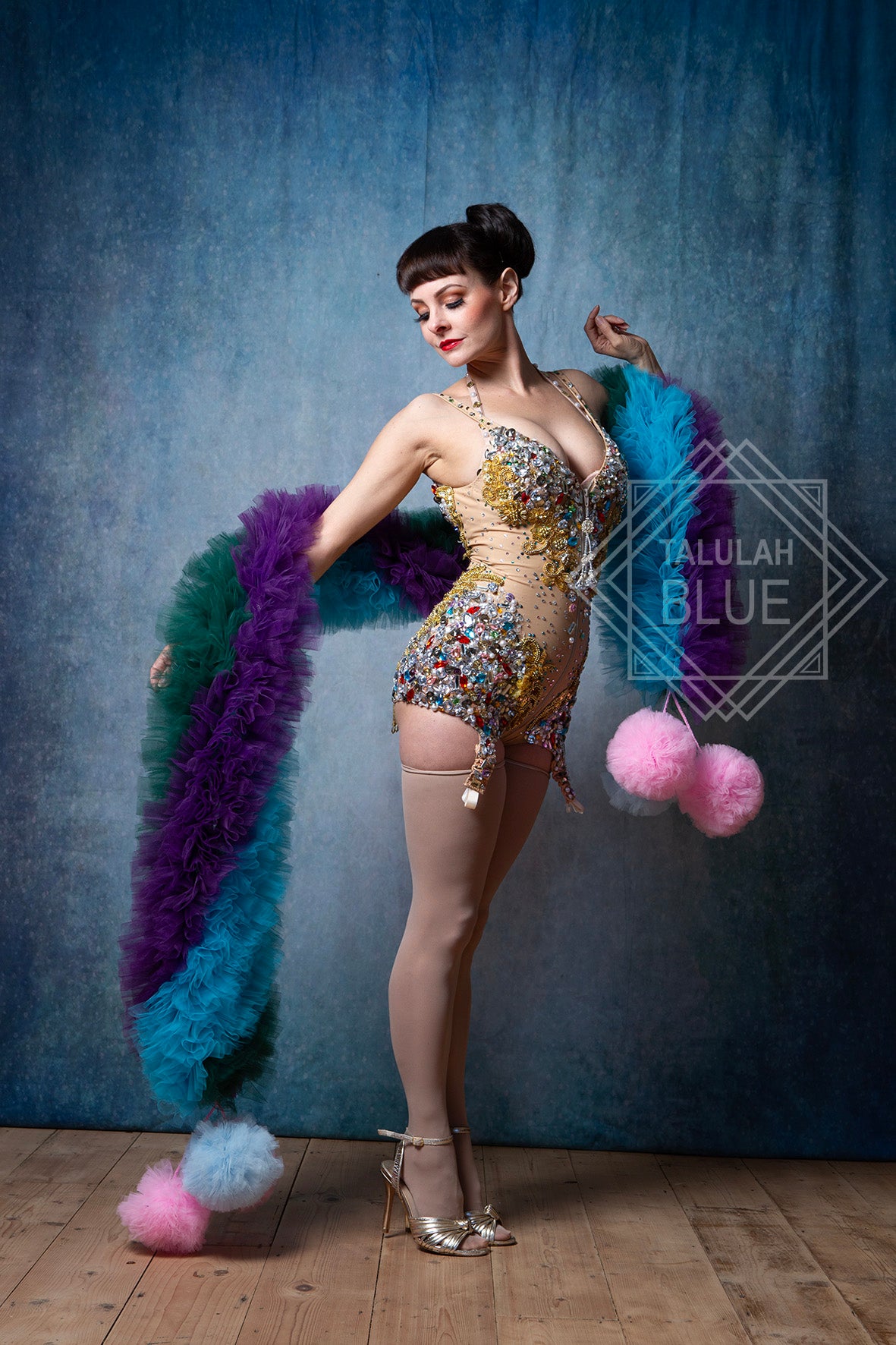 burlesque boa drag queen costume tulle boa with pom poms costume shop ombre pink