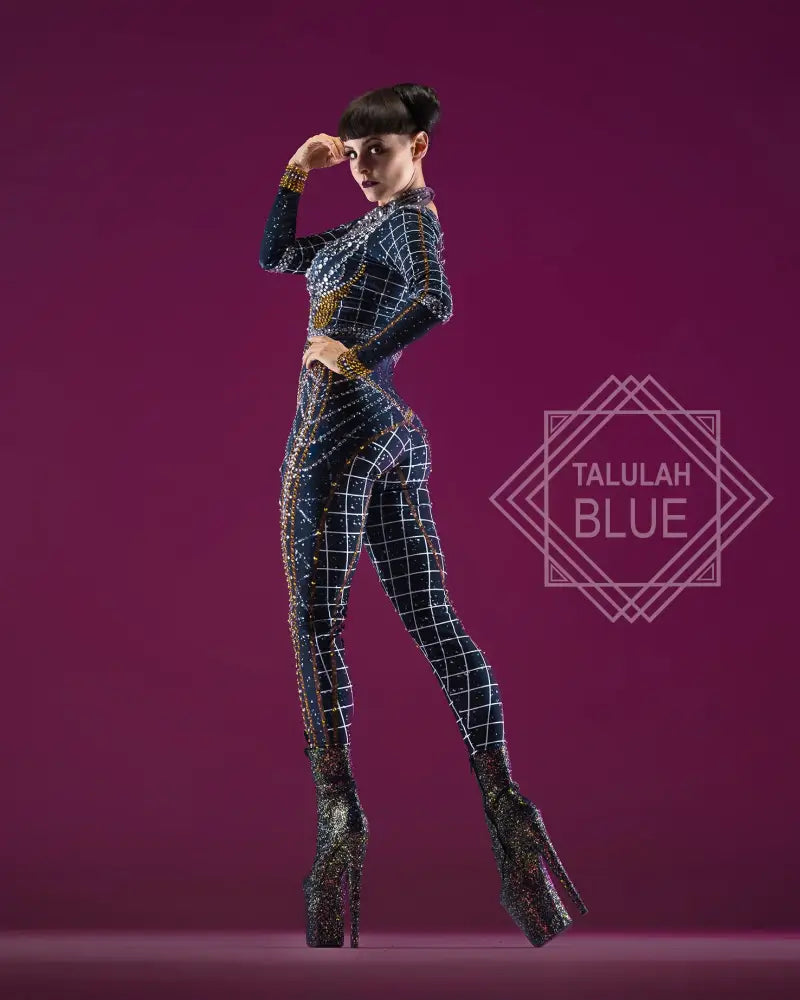 Catsuit dance costume alien showgirl rockstar party