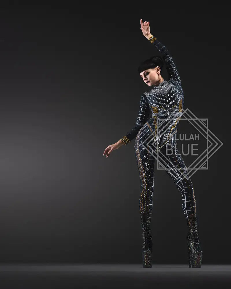 Catsuit dance costume alien showgirl rockstar party
