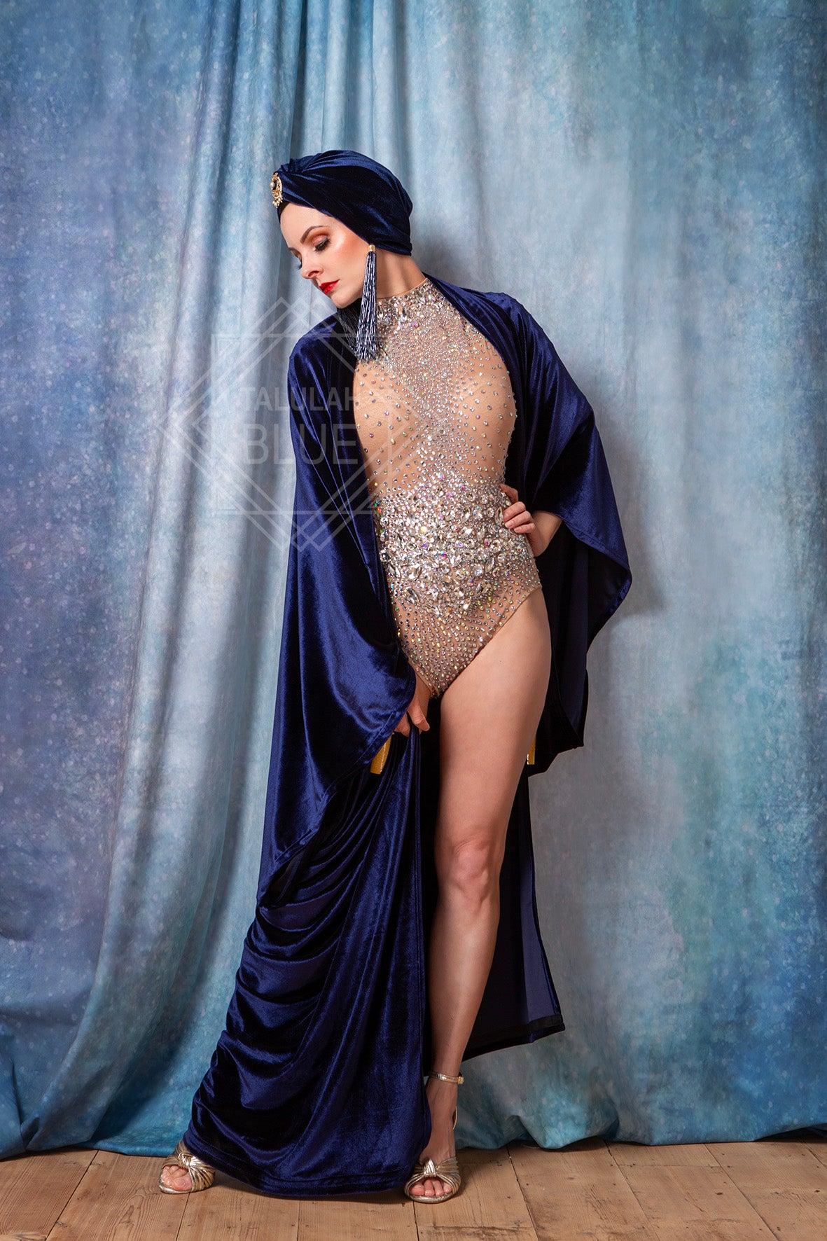luxury tassel navy blue velvet turban great gatsby costume 1920's vintage style, burlesque costume, fashion turbans for ladies