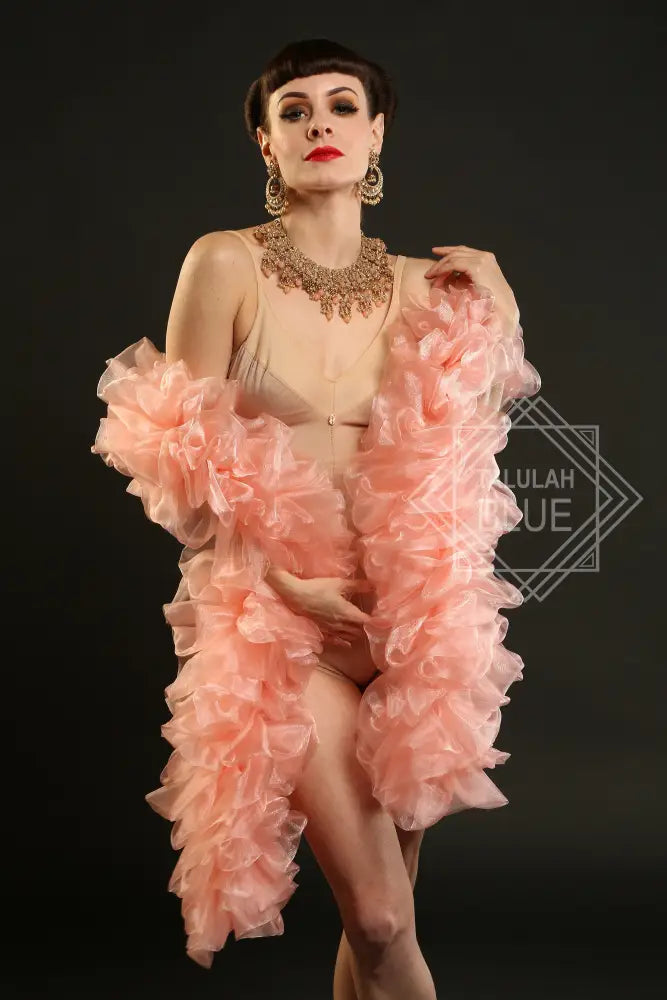 peach organza burlesque boa 7ft foot Talulah Blue Creations Costumes cabaret