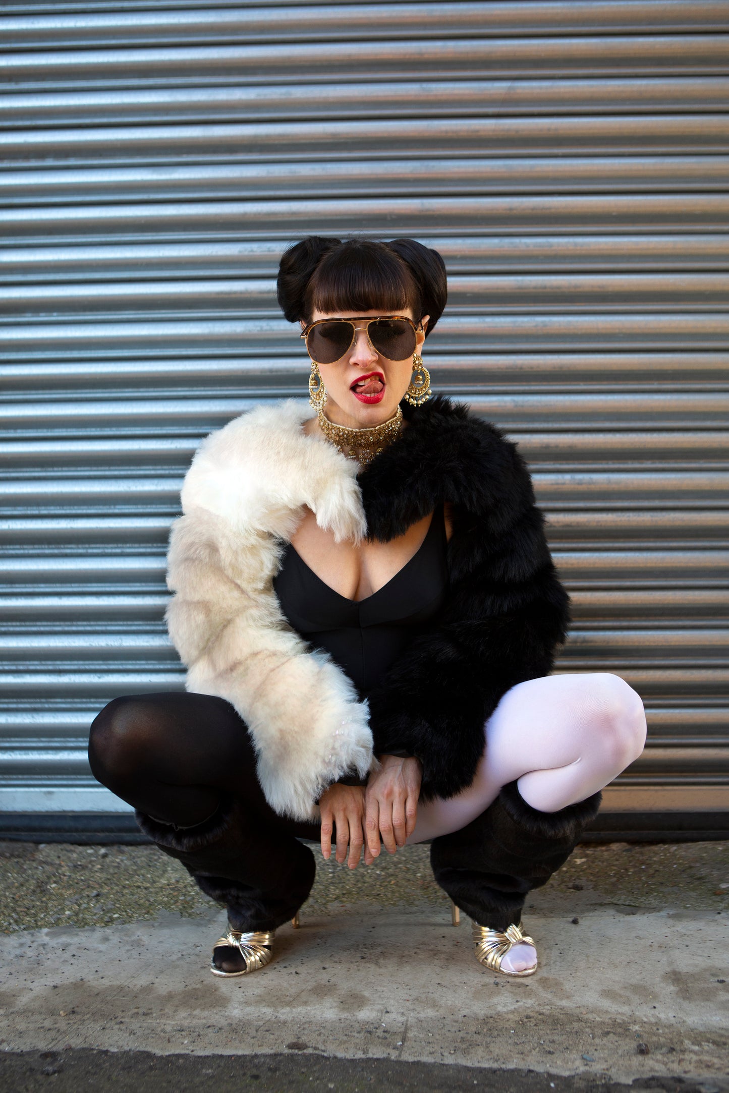 Cruella Black & White Faux Fur Jacket