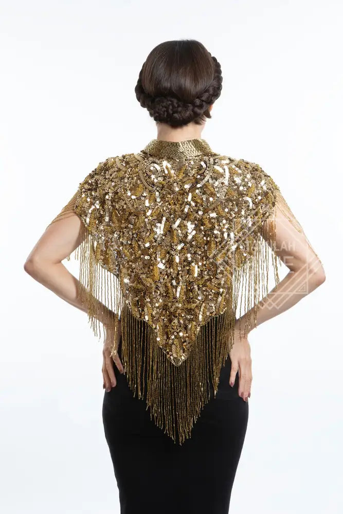 gold fringe sequin 1920's cape halloween costume