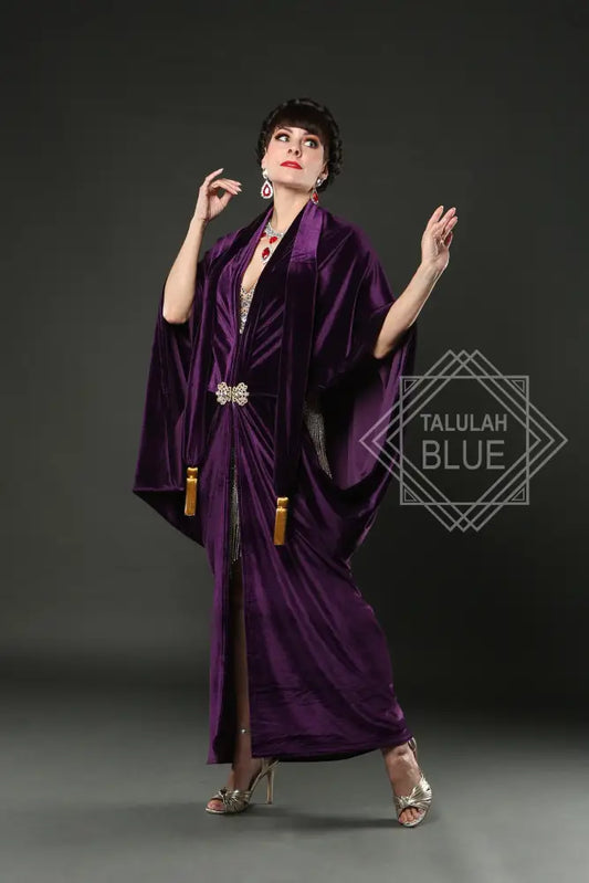 purple velvet 1920s art deco robe vampire costume