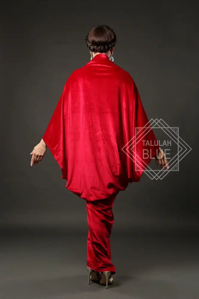 1920s Red Velvet Great Gatsby Dress - Floor length flapper Robe