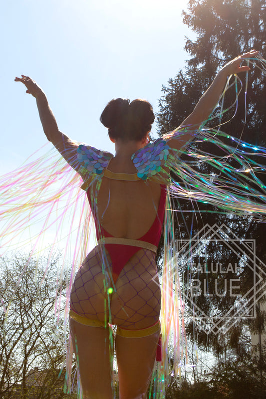Festival Iridescent Fringe Shoulder Pads