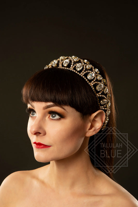 Gold & Black Gem Encrusted Headband