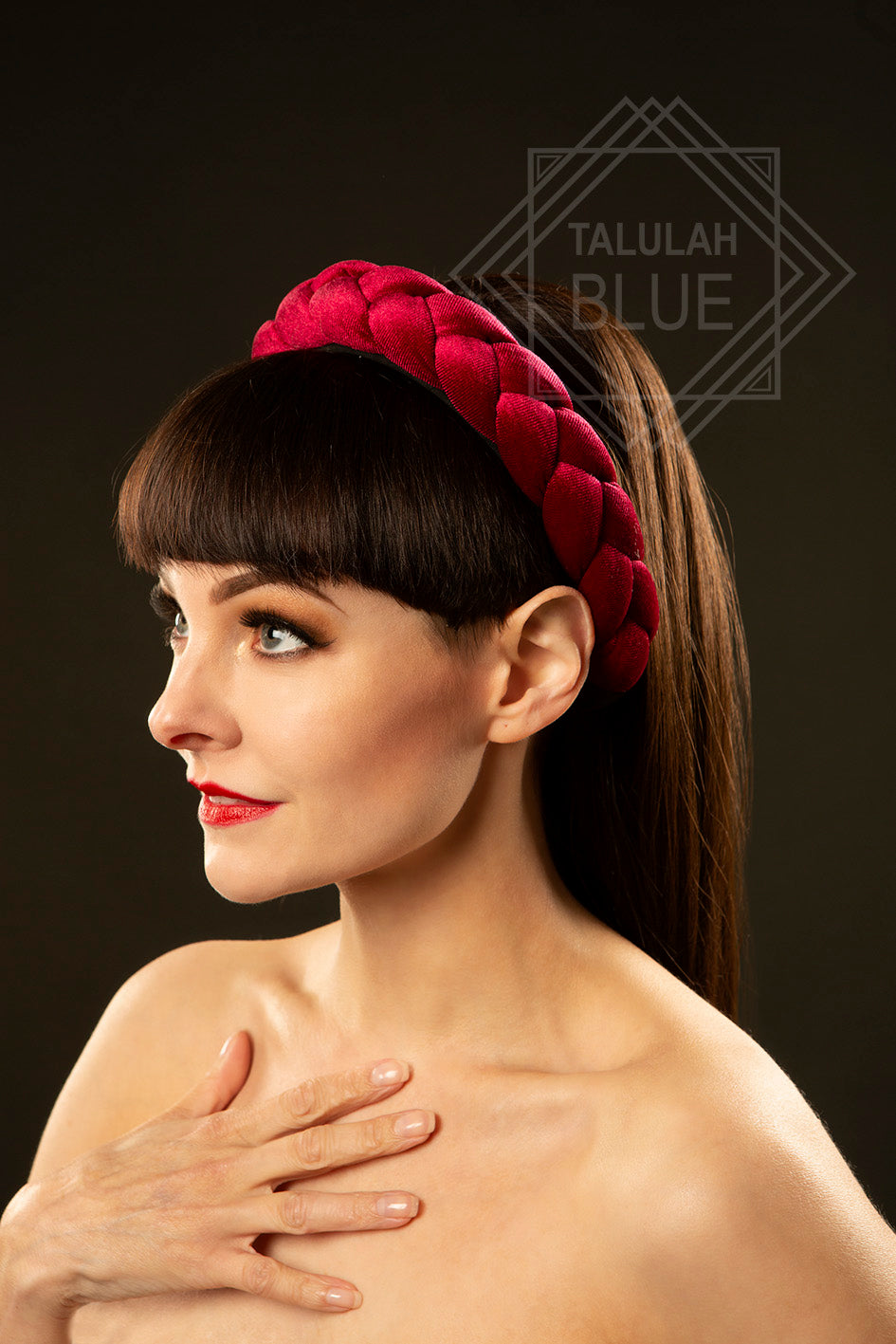 red velvet plait headband