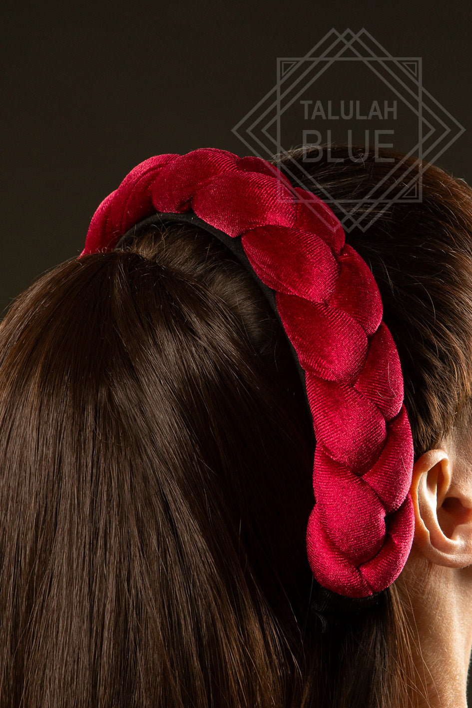 Red Wine Burgundy Plaited Velvet Headband