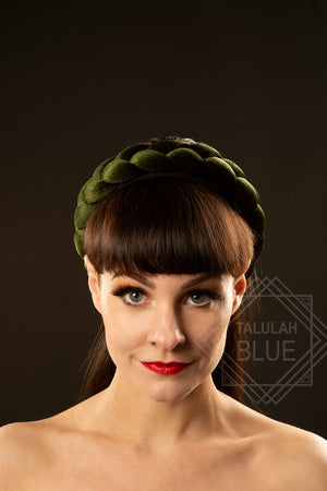 Green Plaited Velvet Headband