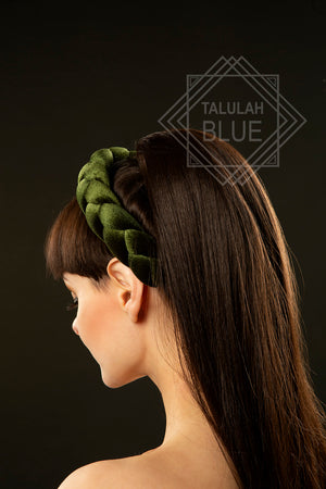 Green Plaited Velvet Headband