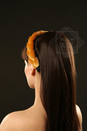 Mustard Plaited Velvet Headband