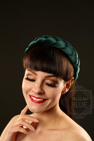 Forest Green Plaited Velvet Headband