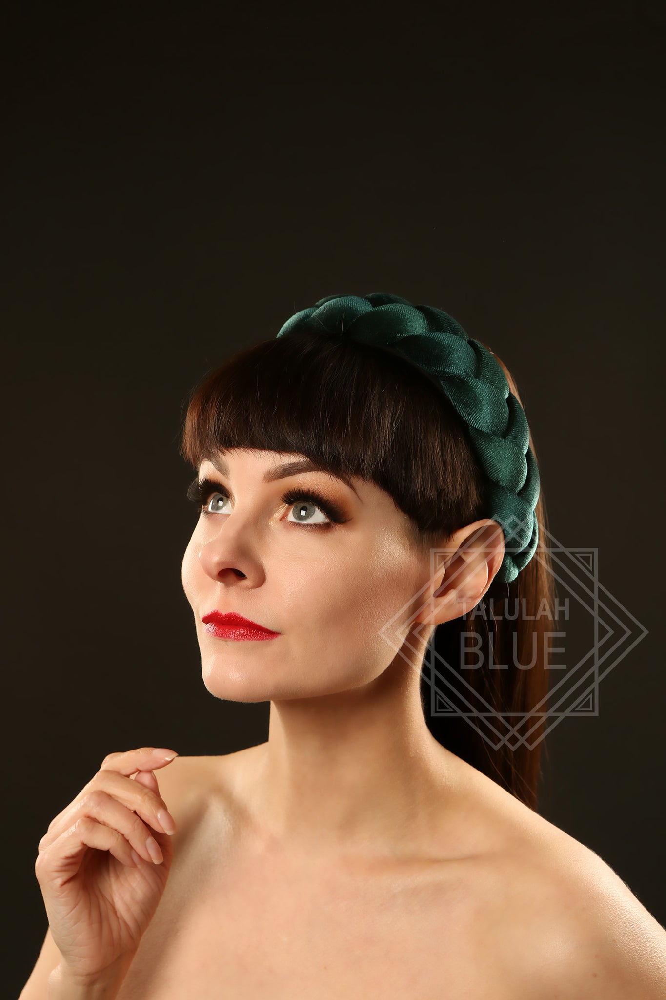 Forest Green Plaited Velvet Headband