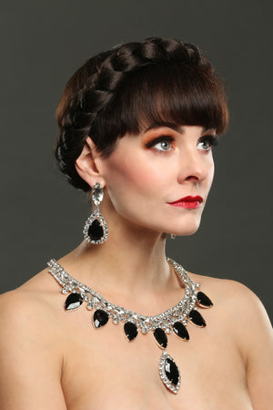 Silver & Black Gem Showgirl Necklace