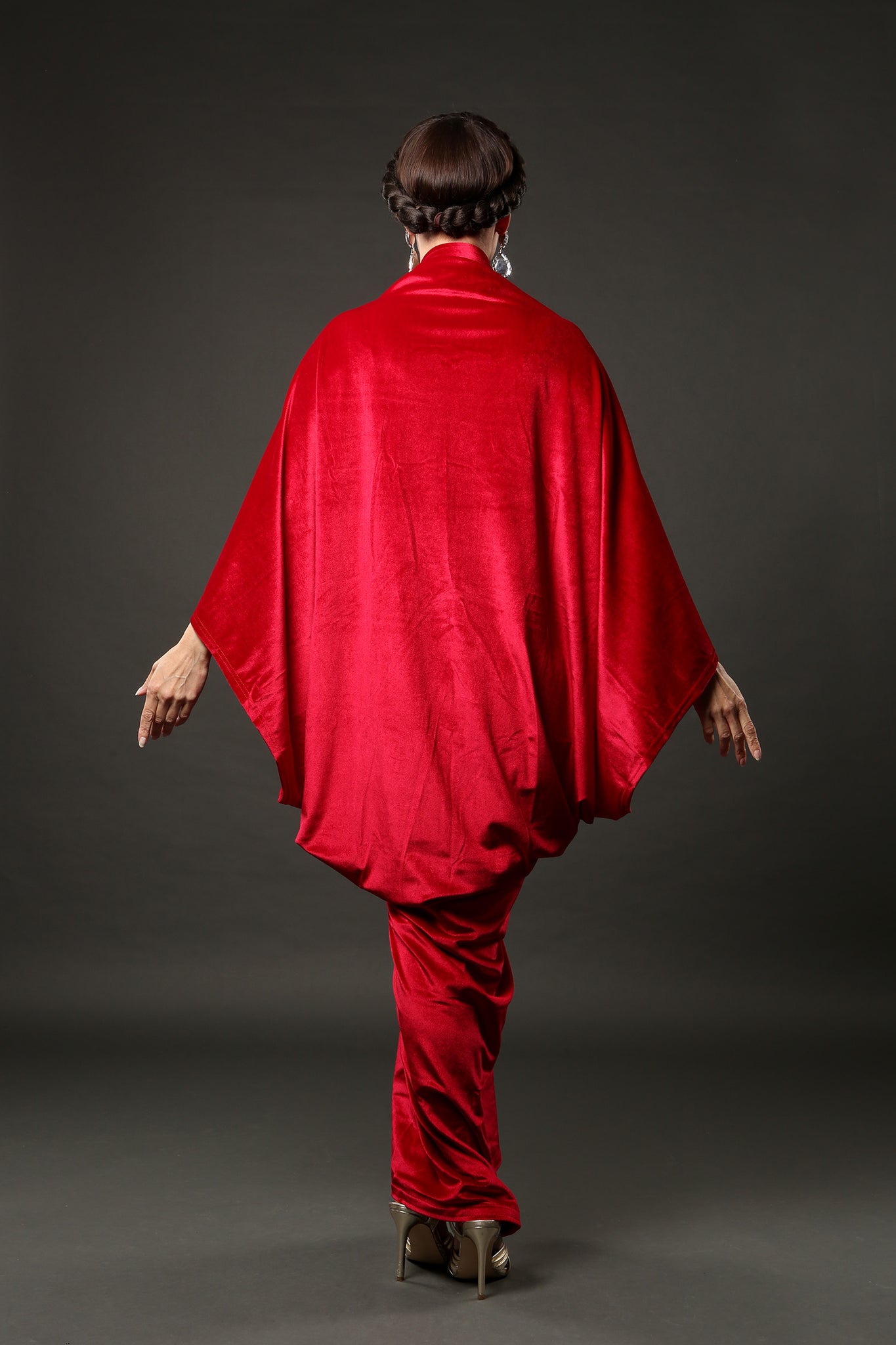 1920s Red Velvet Great Gatsby Dress - Floor length flapper Robe