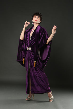 purple velvet 1920s art deco robe vampire costume