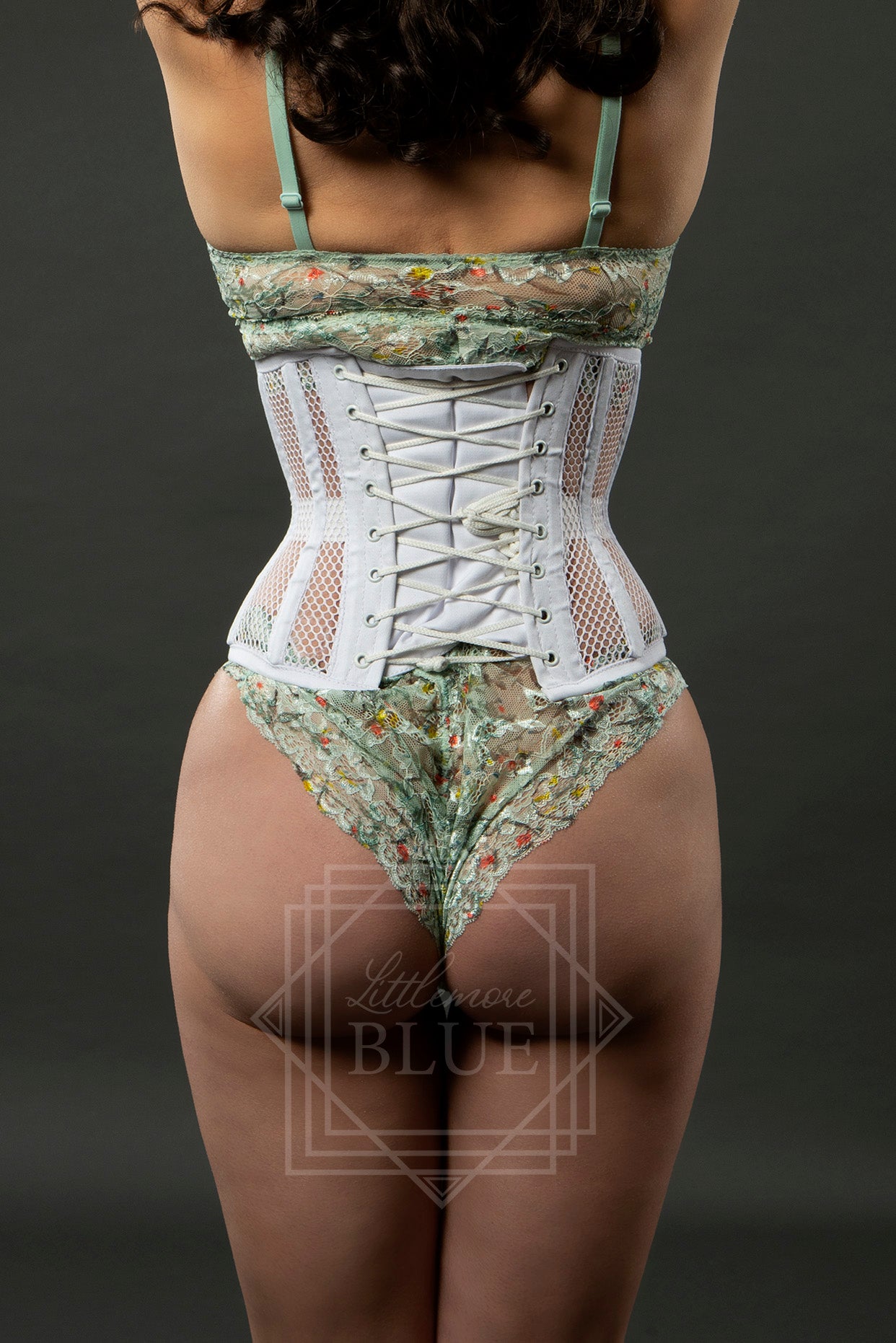 white cotton mesh corset lingerie
