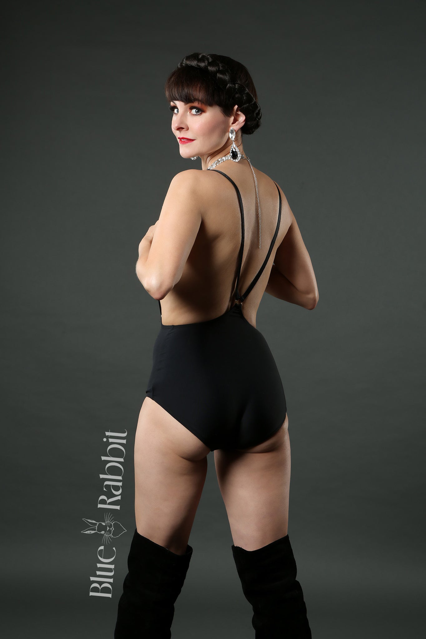 black lycra womans wrestling outfit