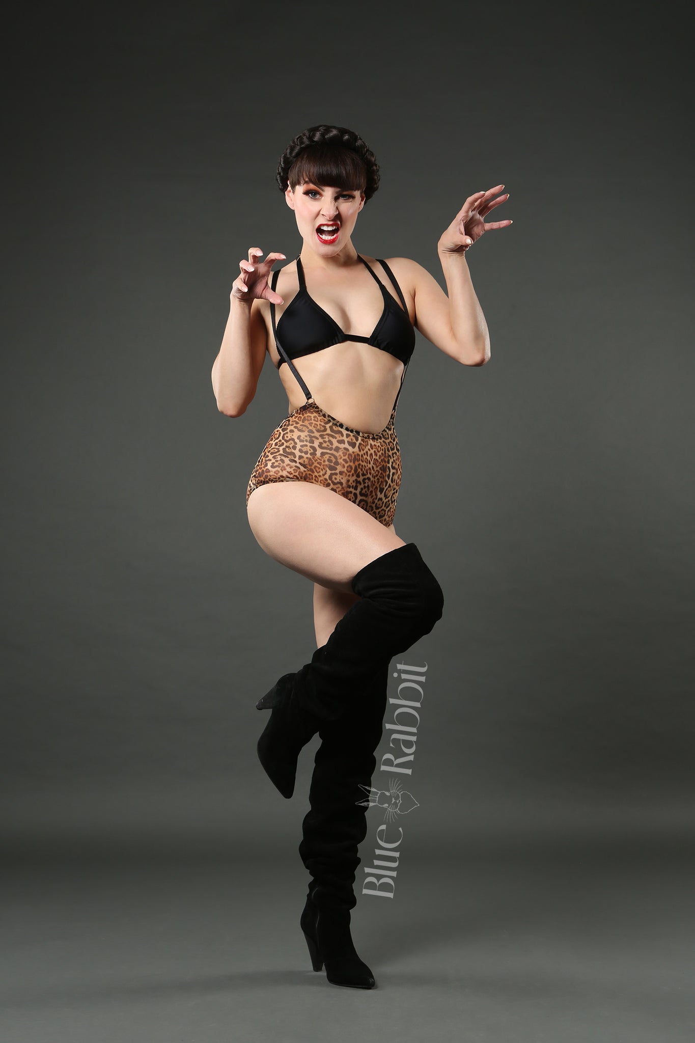 Leopard Print Suspender Playsuit Circus Costume