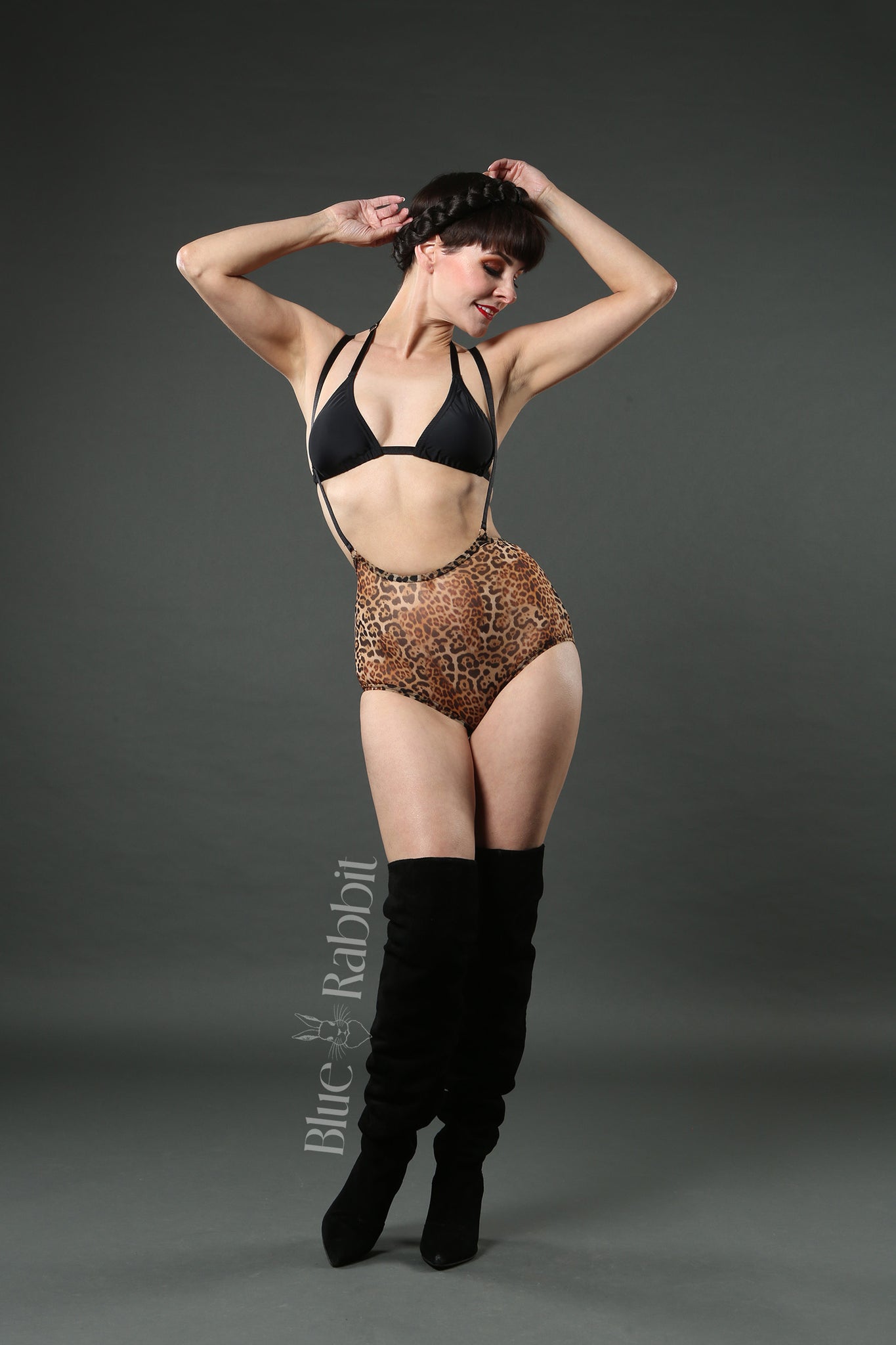 Leopard Print Suspender Playsuit Circus Costume