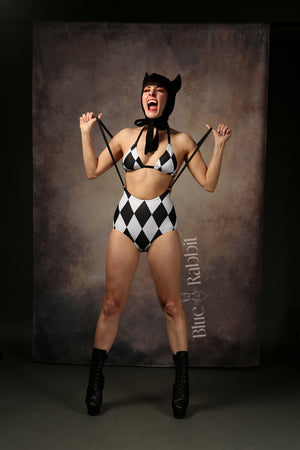 harlequin circus clow halloween costume lycra leotard playsuit