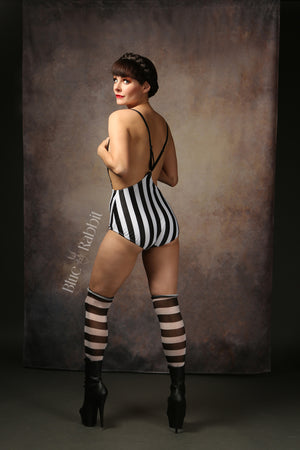 black and white stripe circus costume clown