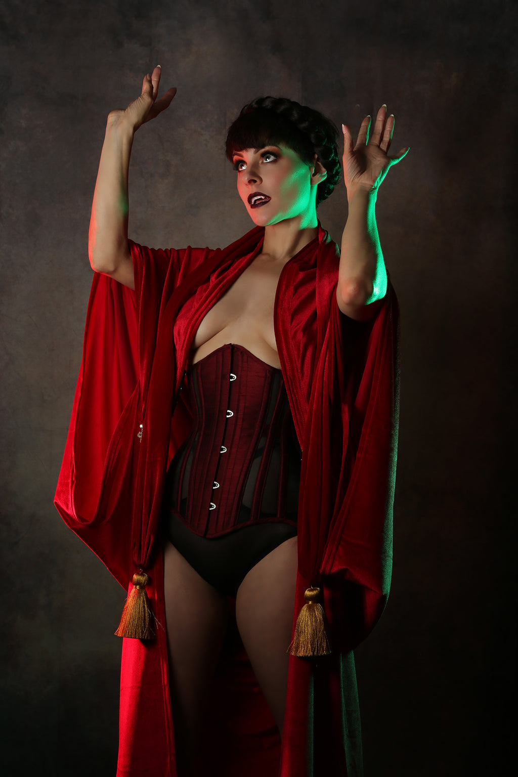 1920s Red Velvet Great Gatsby Dress - Floor length flapper Robe