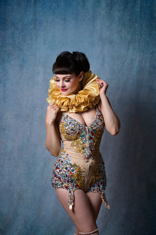 Gold neck ruff clown collar victorian cosplay costume