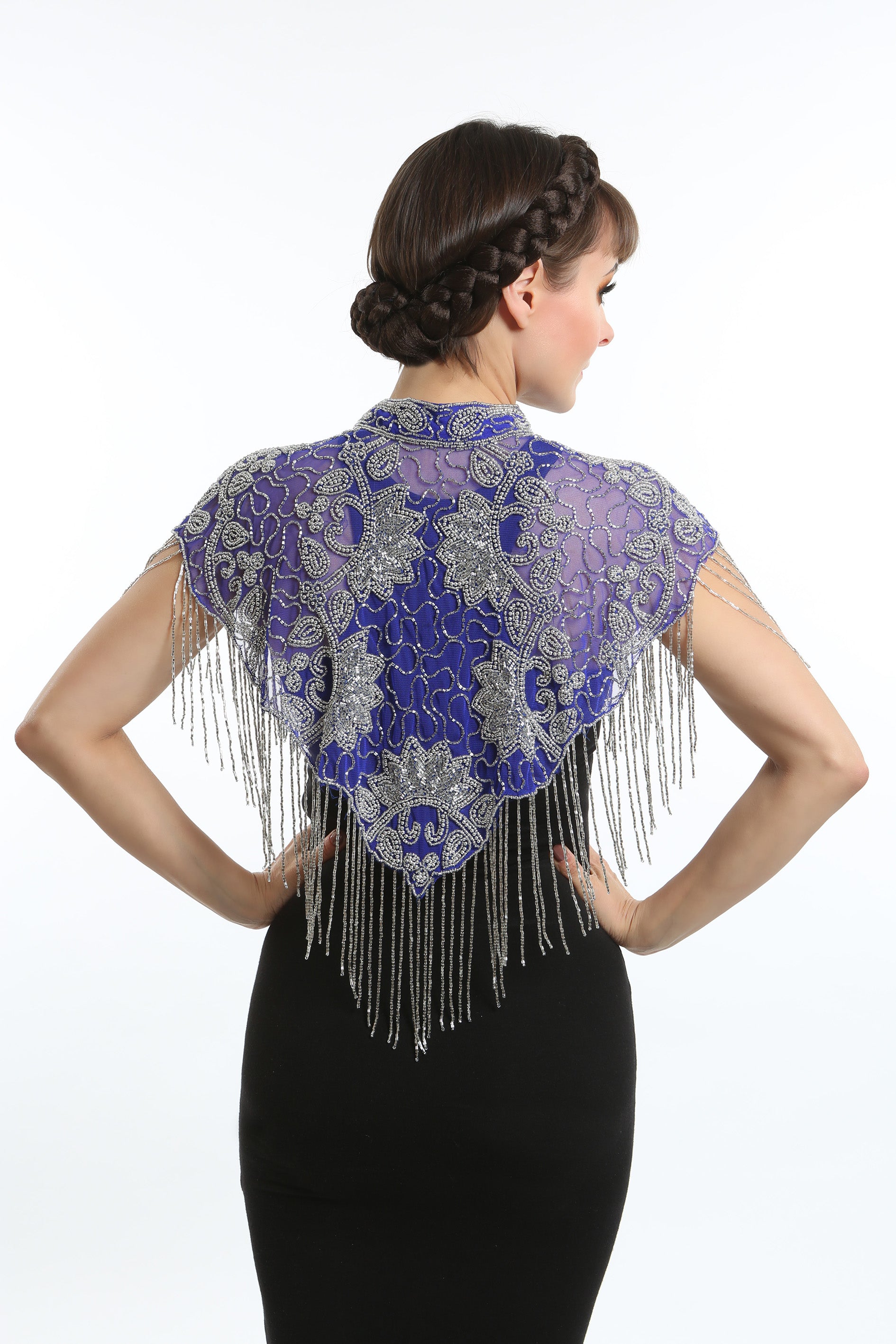 blue beaded 1920's circus great Gatsby cape