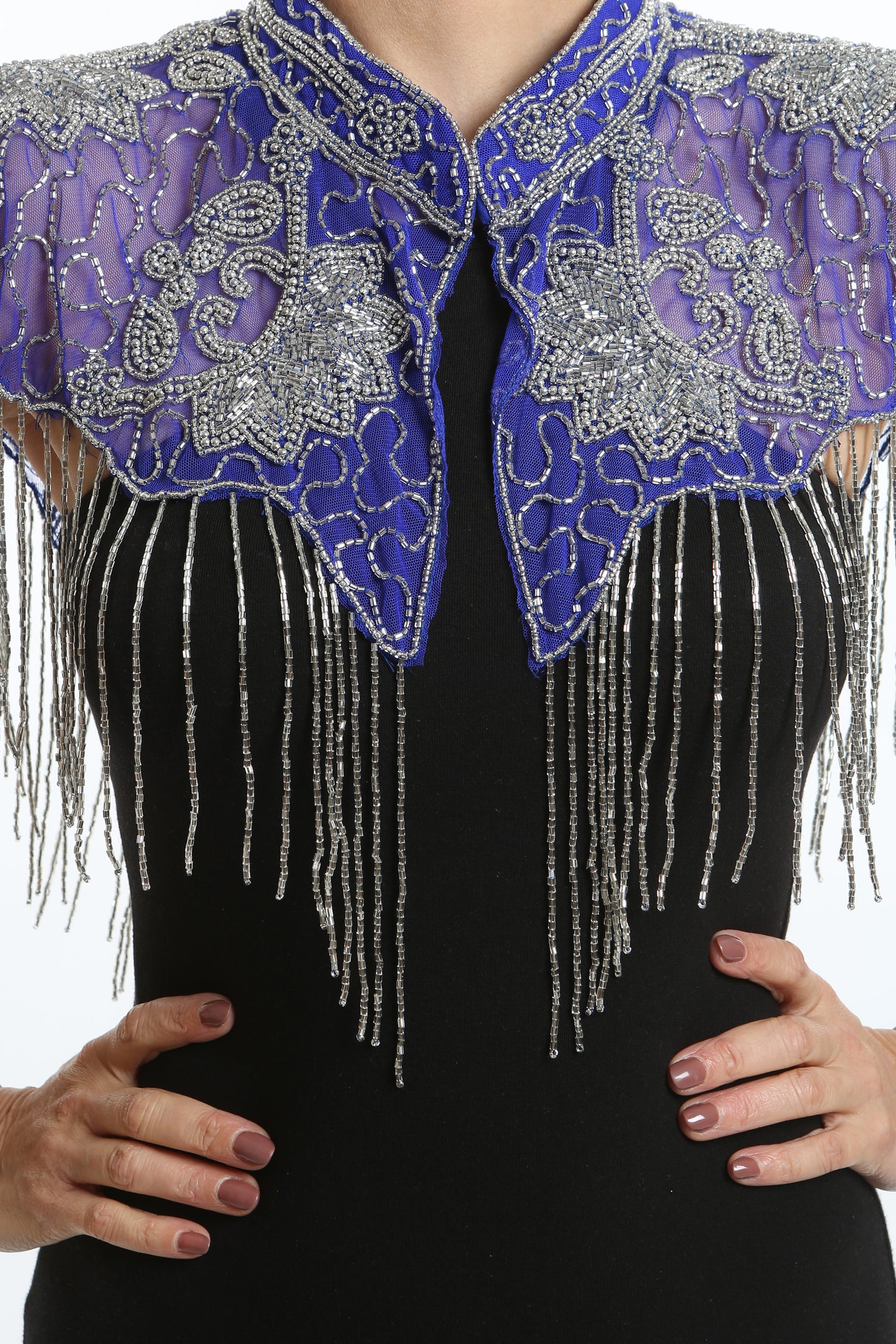 blue beaded 1920's circus great Gatsby cape