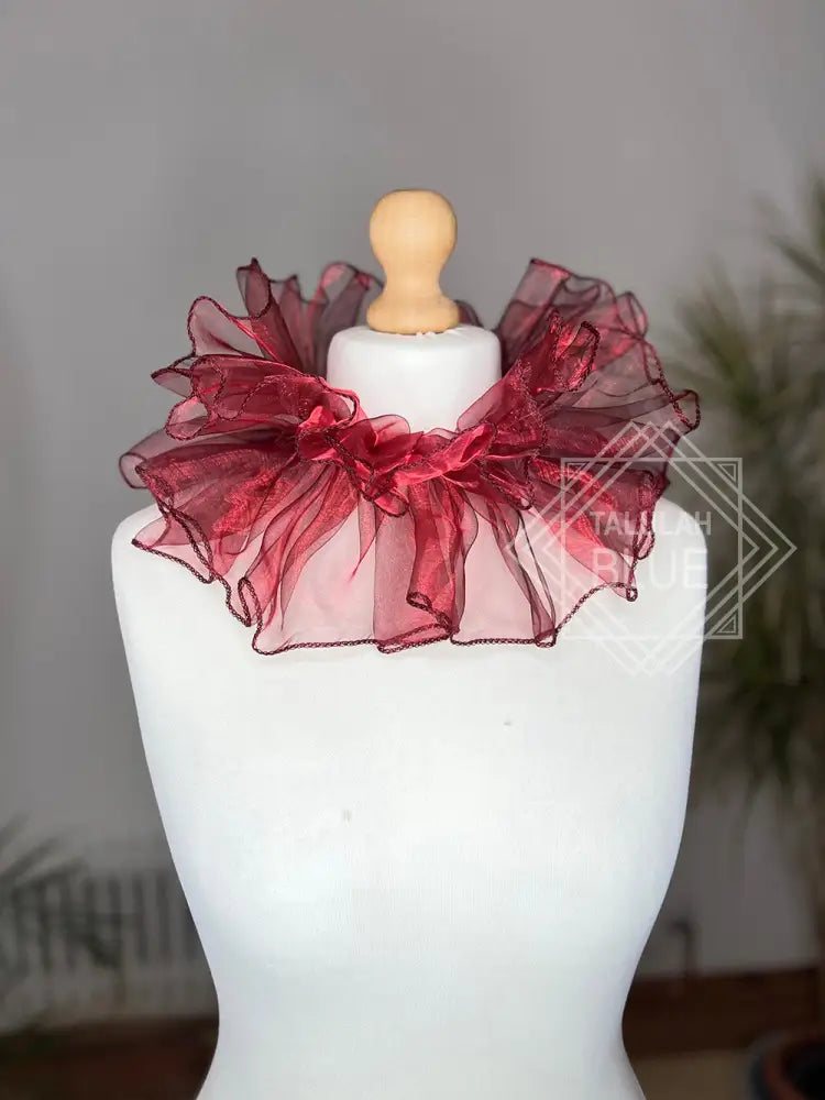 Multi-Coloured Neck ruffle costume 14 inch / Burgundy ruff
