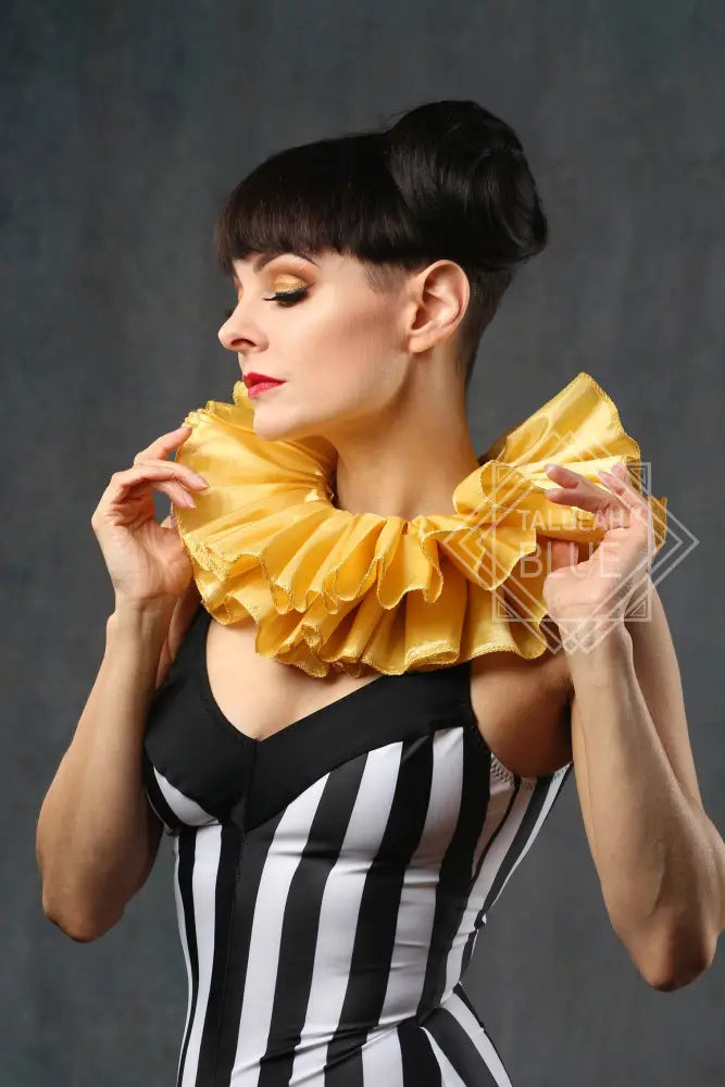 gold satin clown ruffle costume