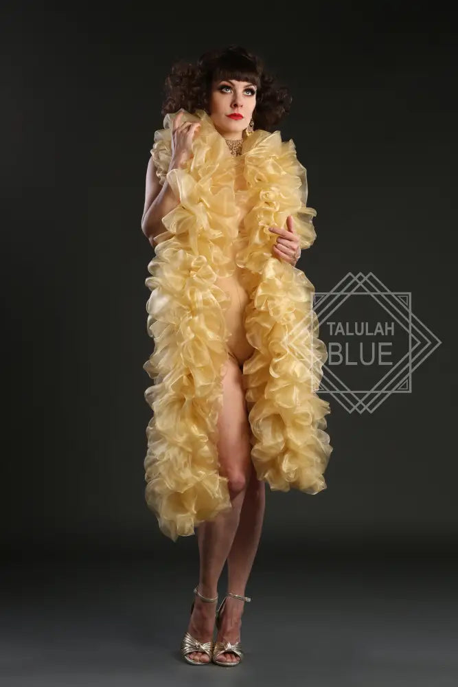 Pale Gold Burlesque Organza Boa ~ vegan ~ cabaret and drag costume boa