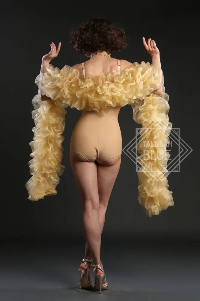 Pale Gold Burlesque Organza Boa ~ vegan ~ cabaret and drag costume boa