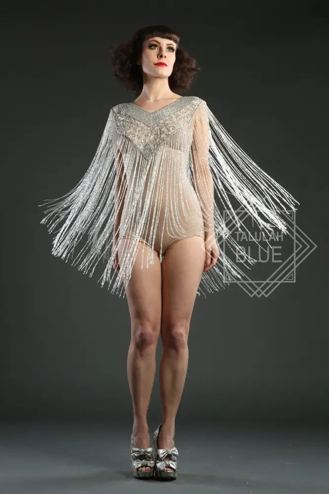 Silver Fringe Cape 1920 great Gatsby costume
